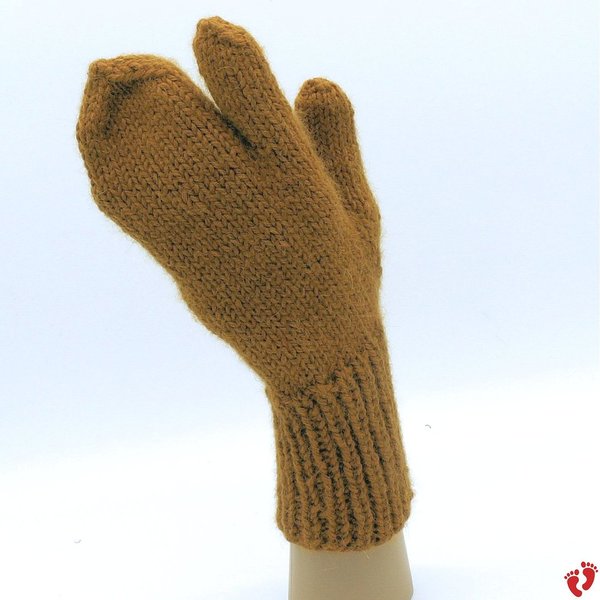 Alpaka 3-Finger-Fausthandschuhe, gefärbte Wolle mit Streifen